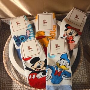 5 Colorful Cartoon Disney Adult Character Socks Set